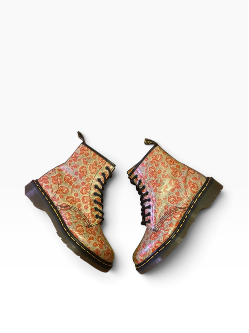 Dr. Martens Rose MIE Boots Size 9 Gold and Red Floral UK 6